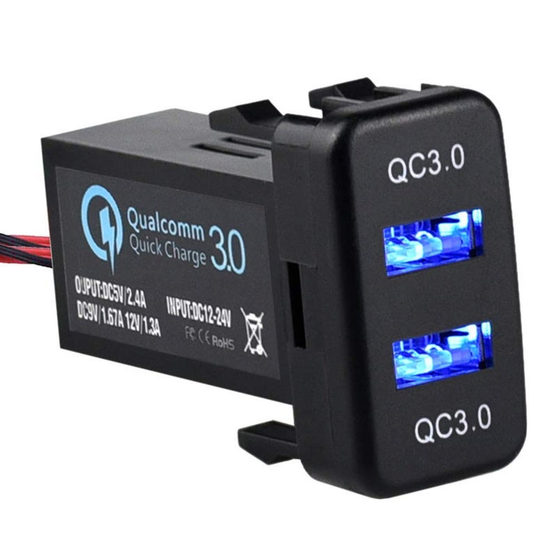 Cllena Quick Charge 3.0 Dual USB Port Charger Socket for Toyota - Image 1